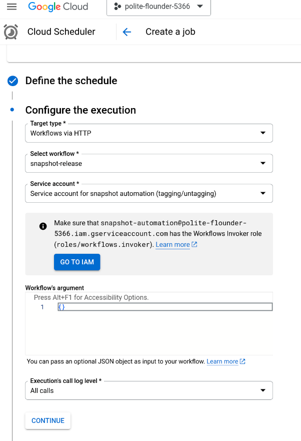 Configuring a Cloud Scheduler job in Cloud Console