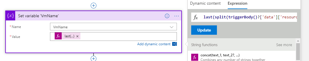 **Set Variable **configuration