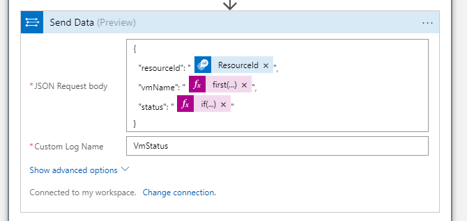 Send Data action configuration