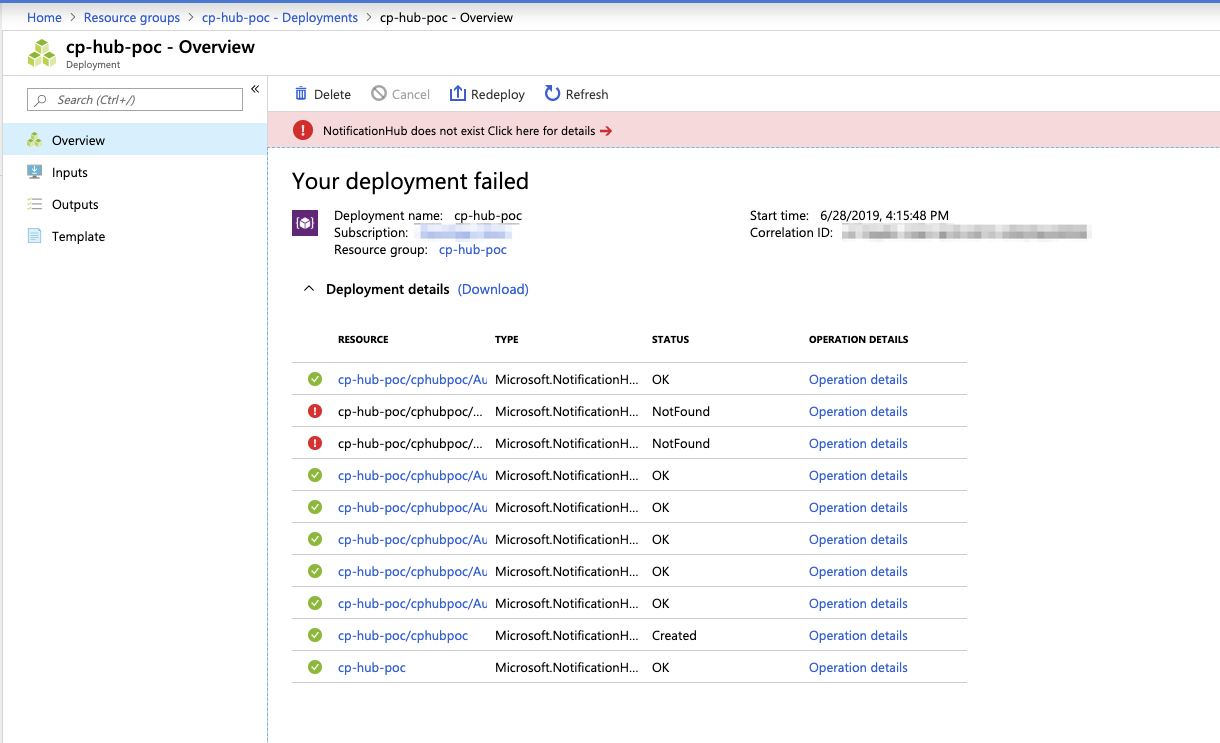 Failed ARM deployment