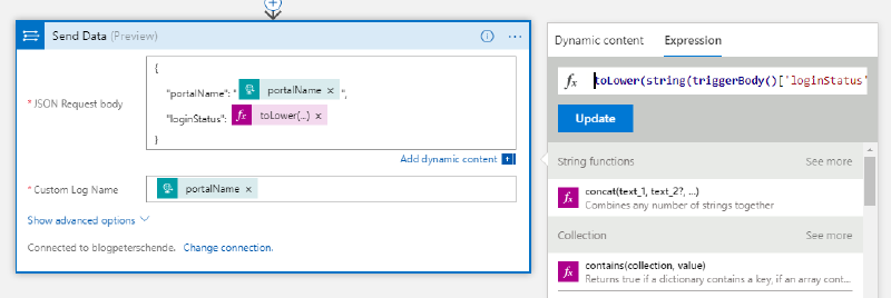 Send Data action configuration