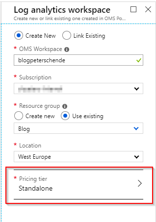 Create Log Analytics workspace