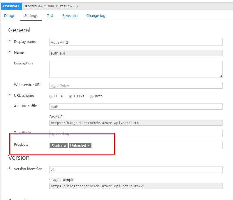Add products to the API definition