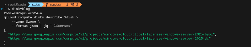 Licenses attached to the disk