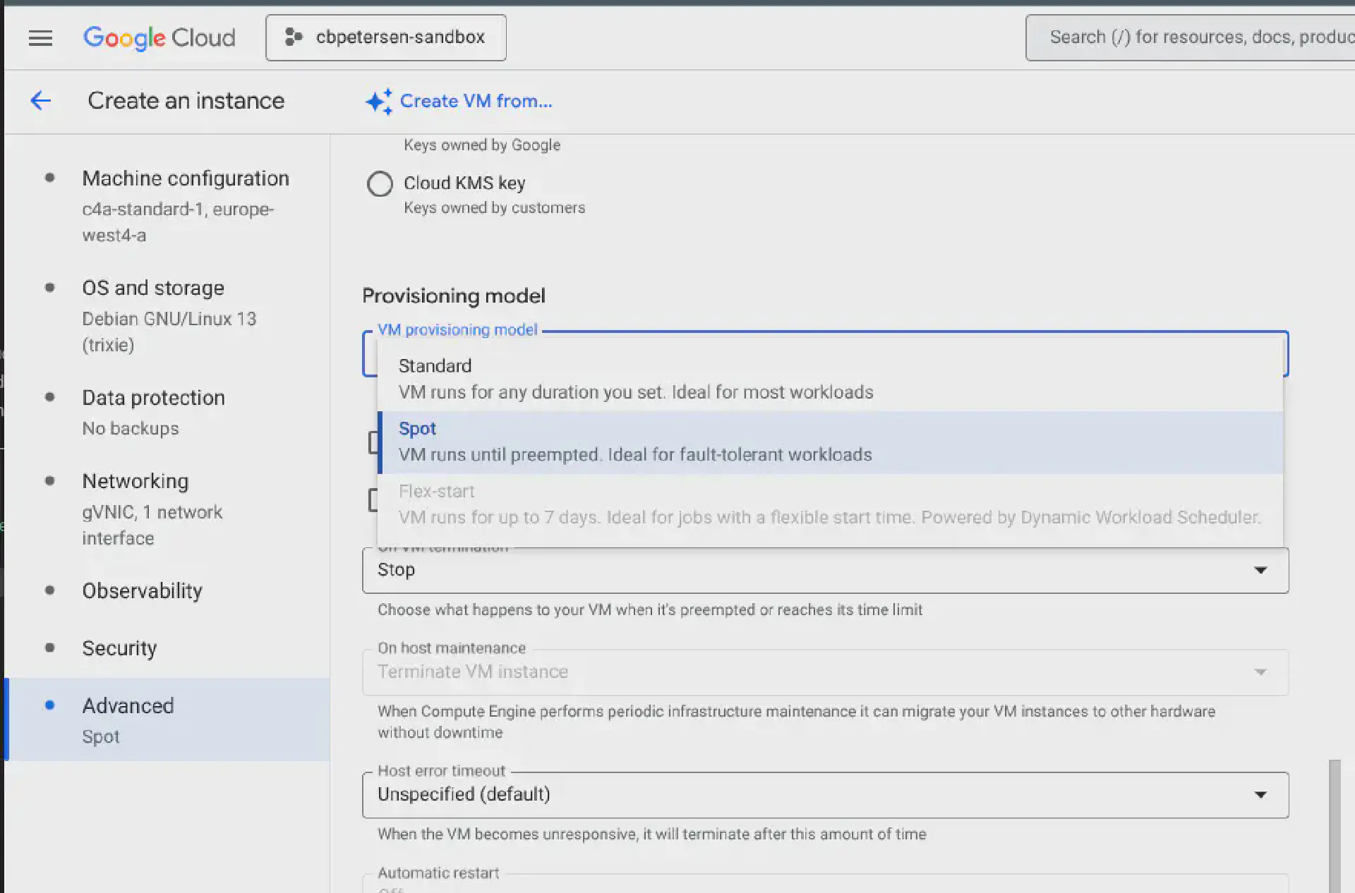 Changing provisioning model for Spot VMs