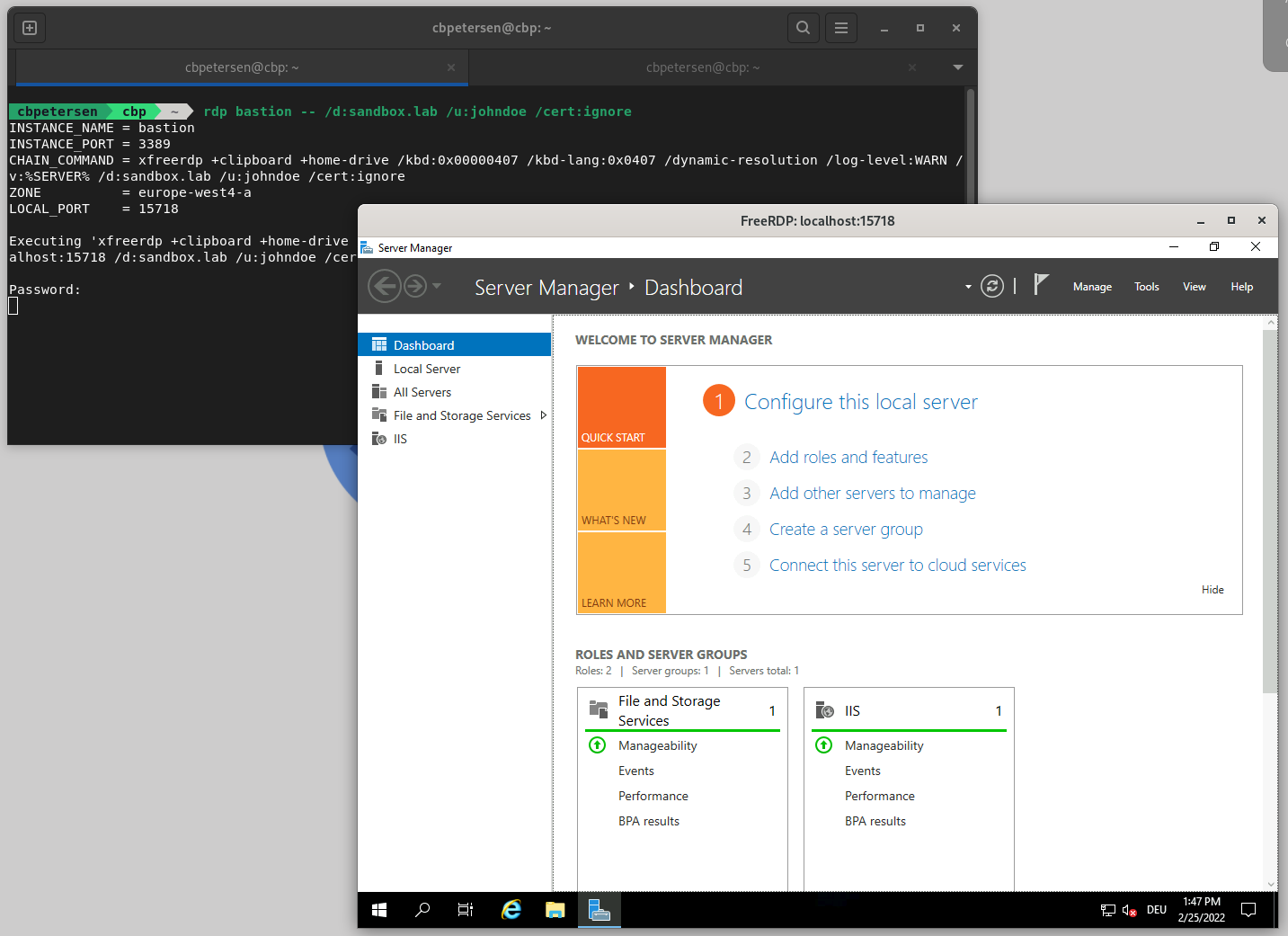 RDP connection using iap-chain.sh and freerdp