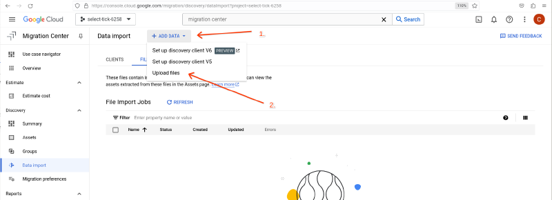 Import jobs screen
