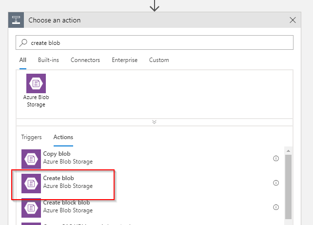 Add create blob action