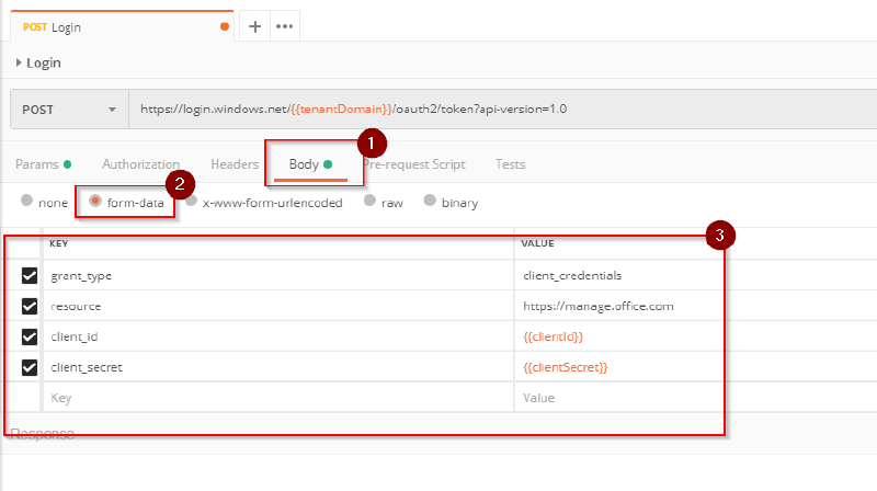 Switch to the Body tab select the body type and add the parameters