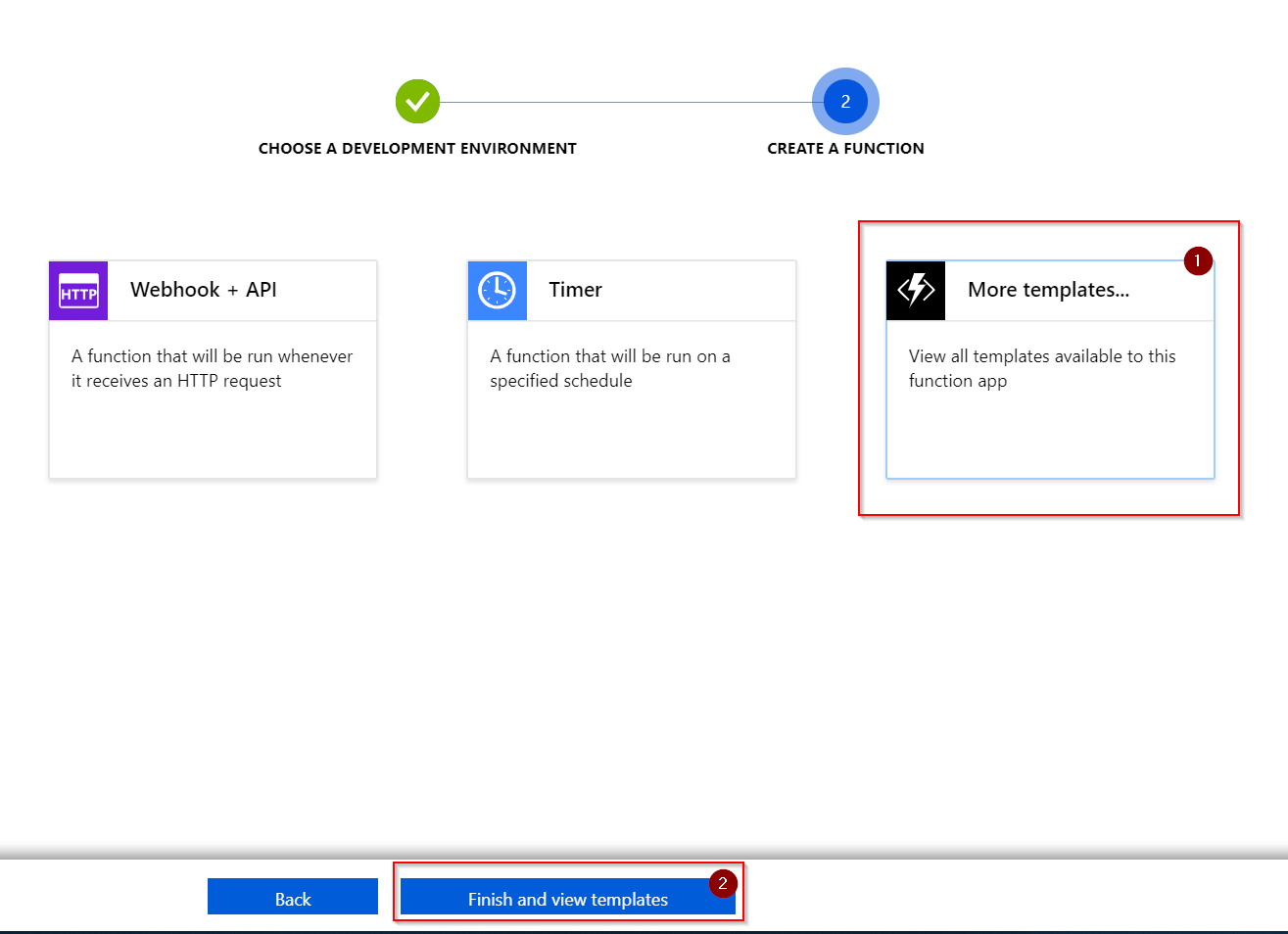 Select More templates… and click Finish and view templates