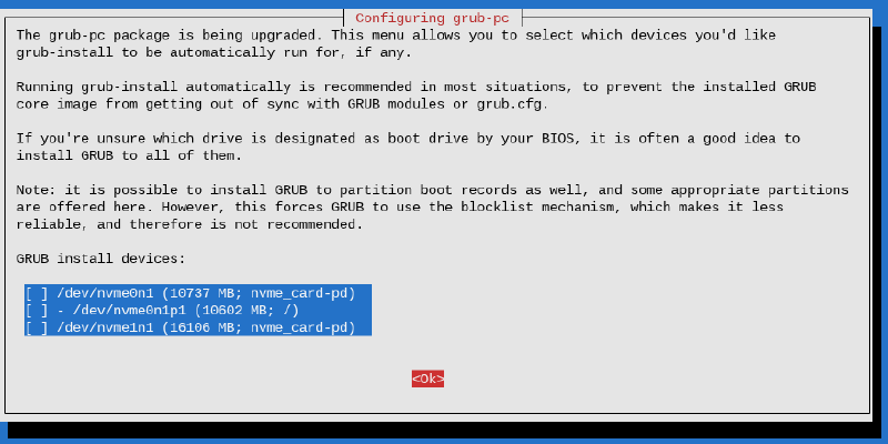 GRUB installation location