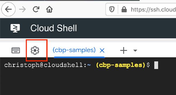 Typing special characters in Google Cloud Shell