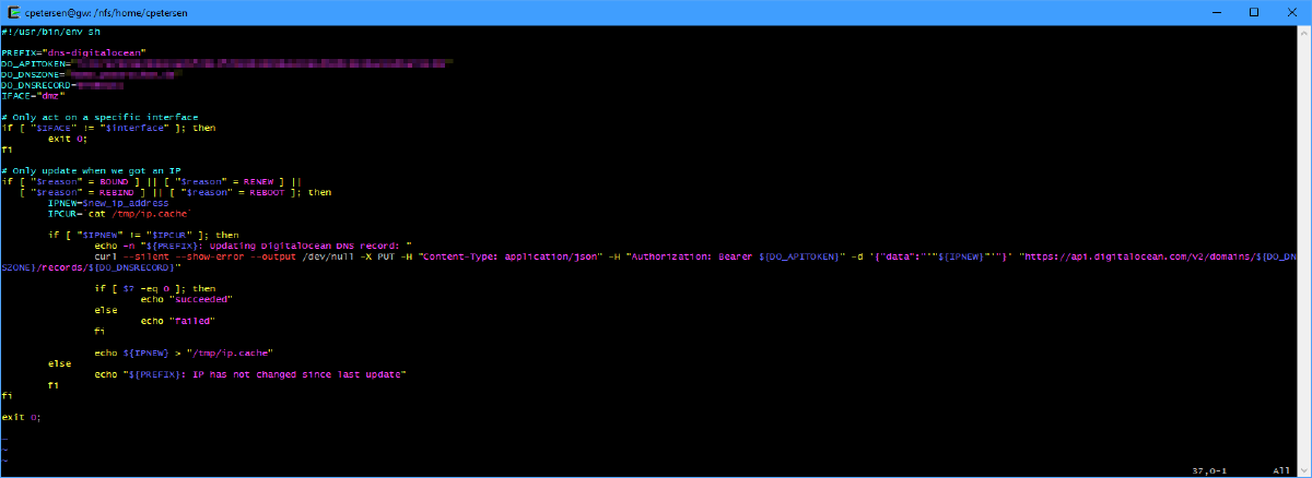 Update DigitalOcean DNS entry on DHCP bind